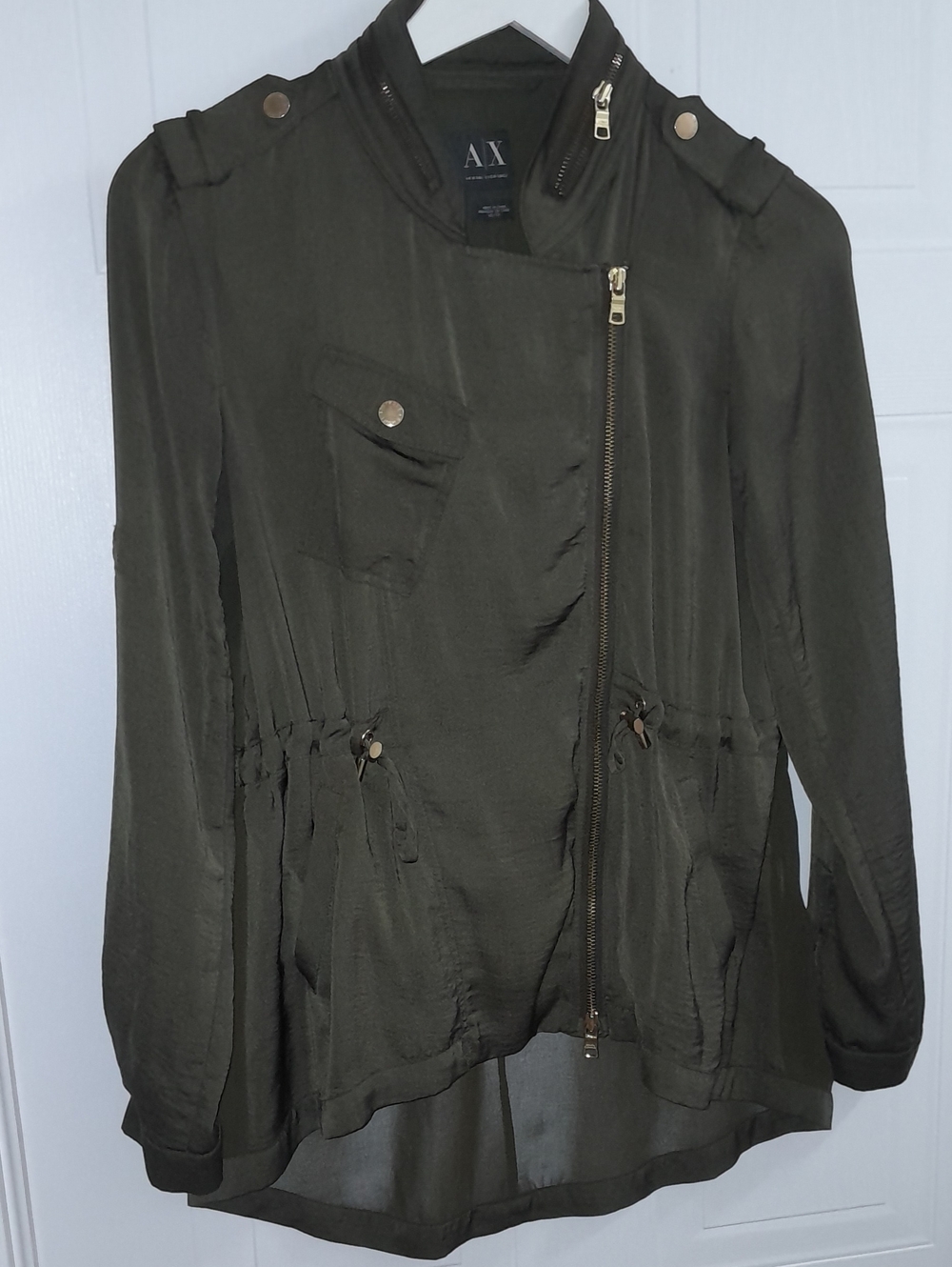 A/X Armani Exchange Dark Olive Asymmetric Zip Utility Jacket